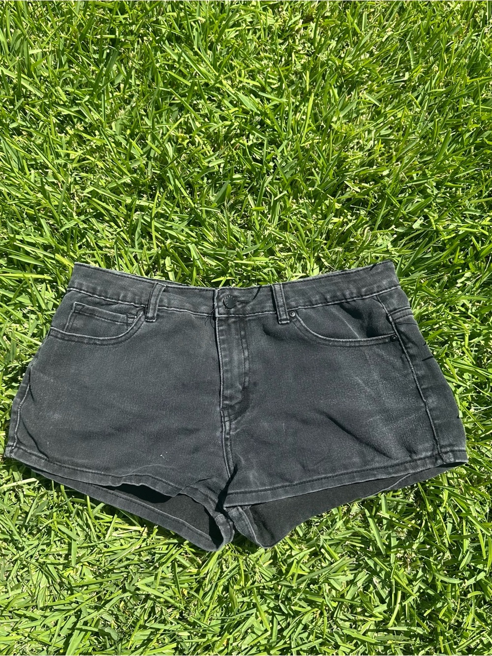 Forever 21 Faded Black Denim Jean Mini Shorts Size 29